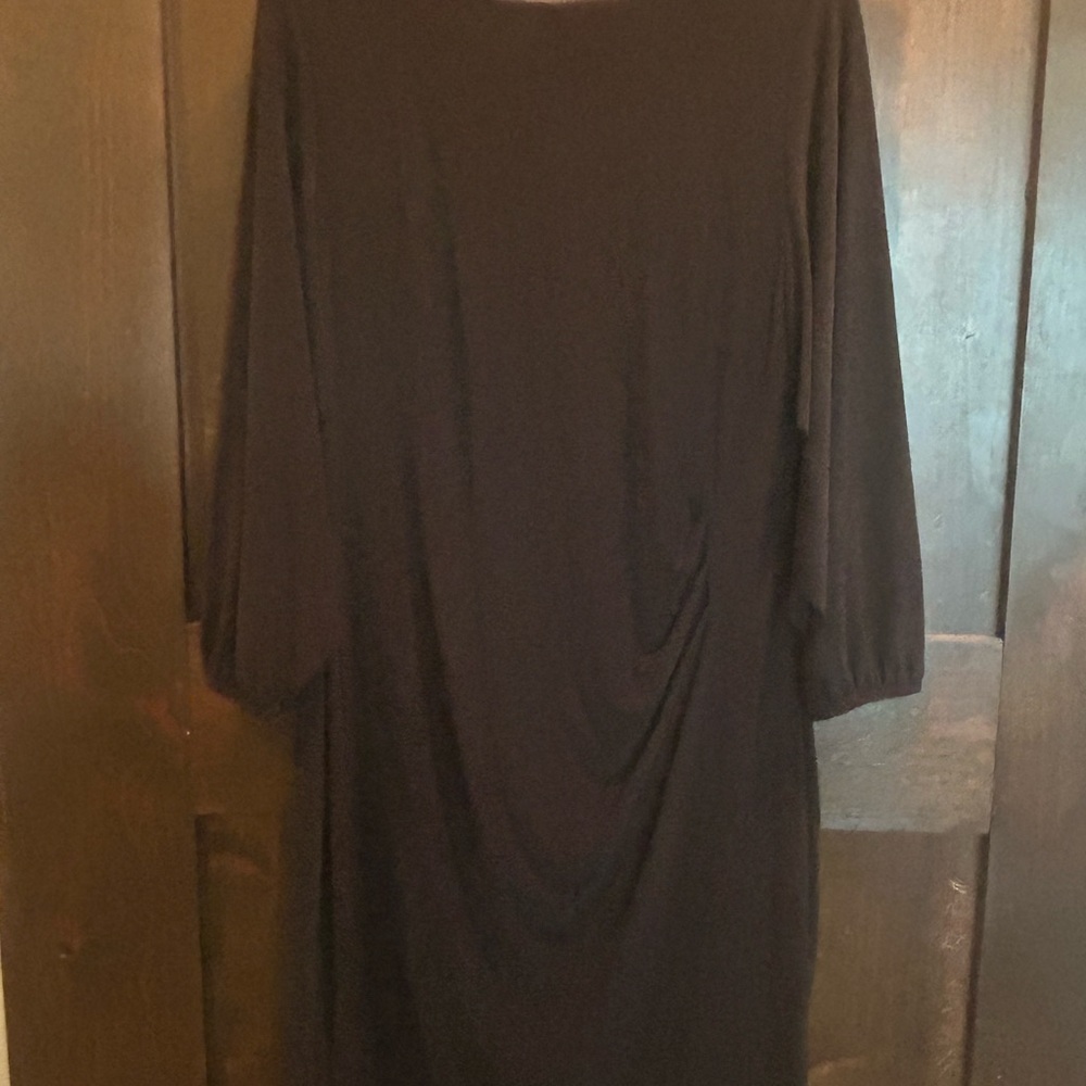 Ralph Lauren Black Ruched Sheath Dress 3/4 Dolman Sleeves